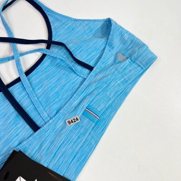 Fourlaps Vitality Sports Bra Womens Large Blue River Space Dye Strappy Back new - Picture 8 of 8